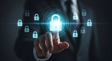 Fototapeta premium Cybersecurity expert securing digital assets data protection network security system administrator online safety digital privacy encryption technology