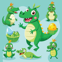 Obraz premium set of cartoon frogs