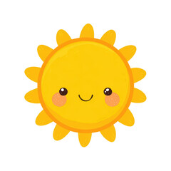 Cute sun with smiley face, perfect for stickers, kids projects, or summer-themed design elements
