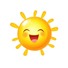Cute sun with smiley face, perfect for stickers, kids projects, or summer-themed design elements