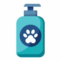 Pet shampoo bottle with paw print label and flip cap design