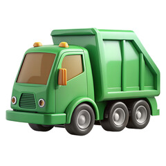 3D Plastic Toy Garbage Truck on Clean White