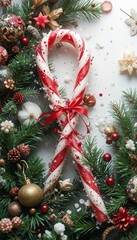 Classic Red and White Candy Cane on White Background
