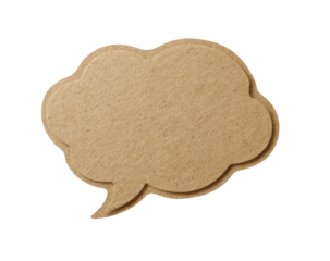 A light beige, textured, speech bubble, isolated on a transparent background