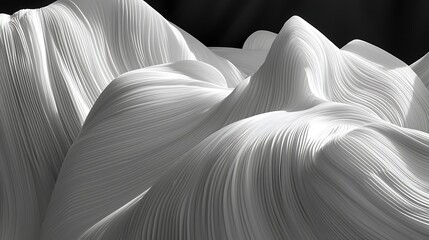 223. Abstract flowing smoke in soft white and gray tones on black background creating elegant shapes