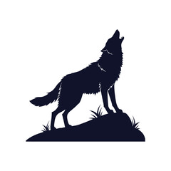 silhouette of a wolf howling vector art