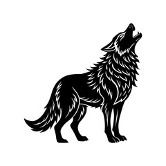 silhouette of a wolf howling vector art