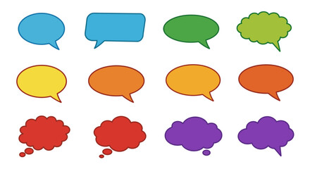 Colorful Speech Bubbles: Cartoon Style Communication Icons