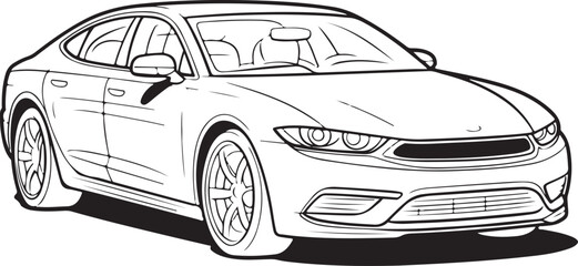 Modern sedan car outline drawing automobile vehicle