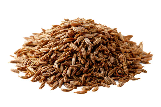 Pile of cumin seeds isolated on transparent background