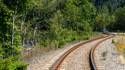 Obraz premium views of squamish harbour and porteau cove from highway 99 between vancouver and squamish.