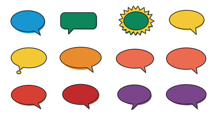 Colorful Speech Bubbles: A Variety of Shapes and Colors for Communication