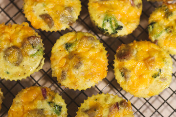 Healthy egg bites with sausage and vegetables.