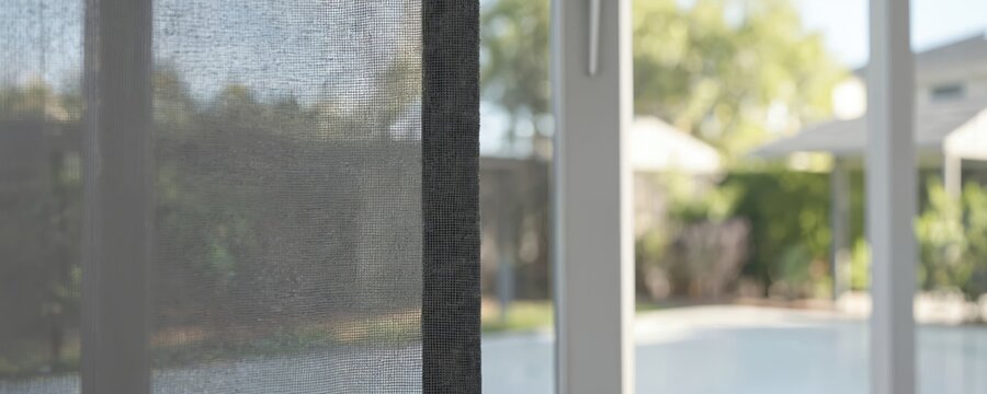 Mosquito net frame for sliding door provides pest control, ventilation. Lightweight, hard-wearing screen offers privacy, secure outdoor living. Simple, effective solution for household comfort, air