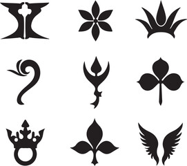 Obraz premium Collection of Nine Black and White Abstract Vector Graphic Elements