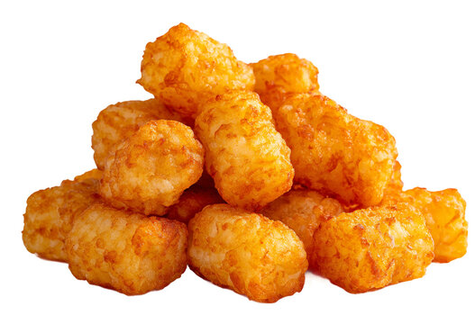 Pile of fried tater tots isolated on transparent background isolated on transparent background