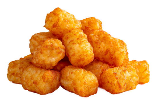 Pile of fried tater tots isolated on transparent background isolated on transparent background