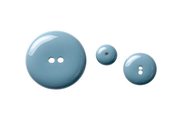 Three light-blue, round buttons, varying sizes, with two small holes each