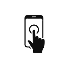 Hand touch smartphone icon. Cursor finger vector illustration on white isolated background. Hand touch screen for app, web design and business concept.