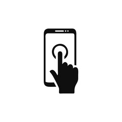 Hand touch smartphone icon. Cursor finger vector illustration on white isolated background. Hand touch screen for app, web design and business concept.