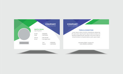 Corporate Office ID Card Template, Car Driver, Driving License, Line Icon and Flat Design.