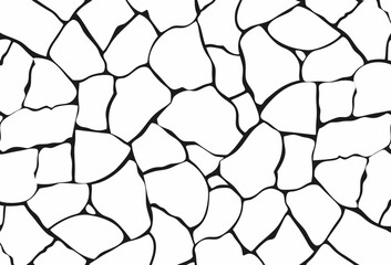 Stone plate paving seamless pattern. Seamless vector abstract pattern. Black white tracery texture background. - Vector