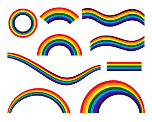 Obraz premium Set of rainbows in different shape Isolated. Set Of Colorful Girly Decorative Elements Isolated