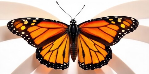Closeup of monarch butterfly wings, vibrant orange and black , wings, scales