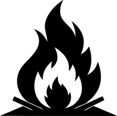 Campfire Silhouette Vector Black and White