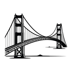 Obraz premium Hand-Drawn Golden Gate Bridge Silhouette in Doodle Comic Style