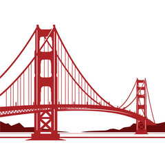 Fototapeta premium Cartoon Vector of Golden Gate Bridge with Sketchy Lines