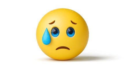 Fototapeta premium Crying face emoji isolated on the white background 