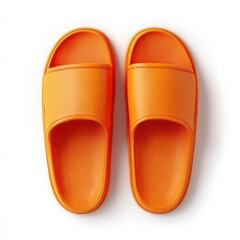 Pair of Bright Orange Summer Slippers Comfortable Open Toe Sandals for Relaxation