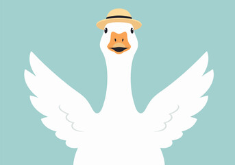 Playful Goose Wearing a Hat in a Fun Farm Concept Illustration for Playful Animal Imagery