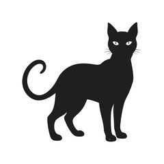 silhouette of graceful cat vector art