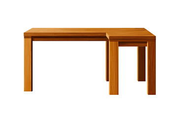 Wooden corner table, simple, pixelated design