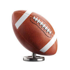 Football on metal stand on transparent background