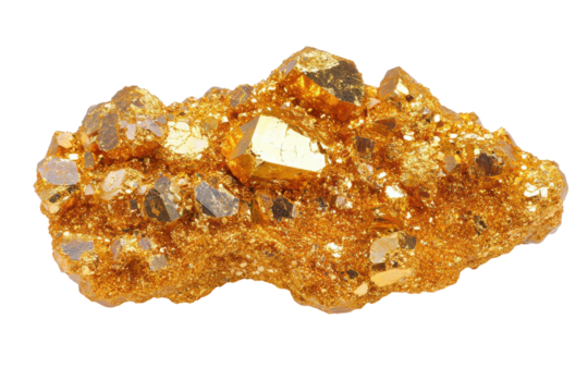 Close up of Fool's Gold or Pyrite Crystals Displaying Cubic Structure against Black Background for Mineralogy and Gemology Studies