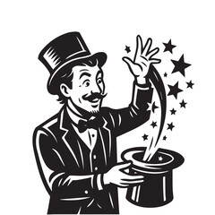 Street magician pulling stars from a hat