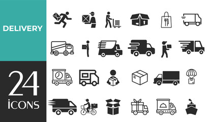 Delivery and Logistics Web Icons in Line Style – Shipping, Courier, Tracking, Refunds & Service Icons for Web and Mobile App | Vector Illustration