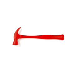 A red hammer on white background