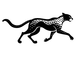 Fototapeta premium Running Cheetah Vector Icon | Black and White Stylized Leopard Illustration