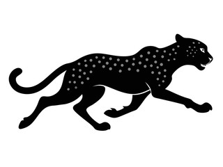 Obraz premium Running Cheetah Vector Icon | Black and White Stylized Leopard Illustration