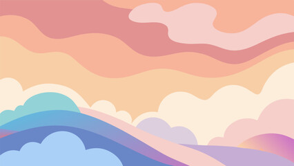 Obraz premium Dreamy Abstract Cloud Background with Soft Pastel Colors, Minimalist Sky and Cloud Vector in Light Pink and Blue Tones, Abstract Gradient Cloudscape with Smooth Fluid Design, Soft and Aesthetic Cloud 