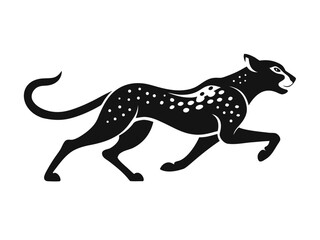 Fototapeta premium Running Cheetah Vector Icon | Black and White Stylized Leopard Illustration