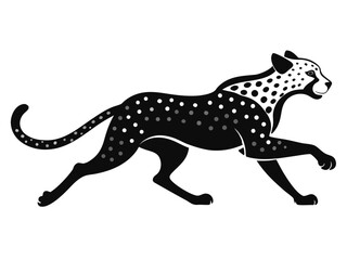 Obraz premium Running Cheetah Vector Icon | Black and White Stylized Leopard Illustration