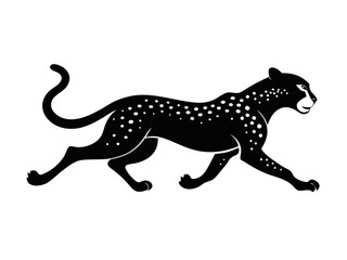 Fototapeta premium Running Cheetah Vector Icon | Black and White Stylized Leopard Illustration