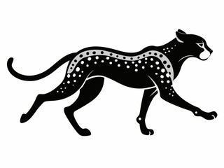 Fototapeta premium Running Cheetah Vector Icon | Black and White Stylized Leopard Illustration