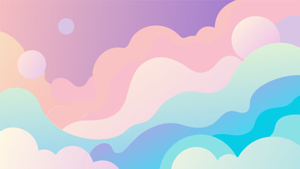 Dreamy Abstract Cloud Background with Soft Pastel Colors, Minimalist Sky and Cloud Vector in Light Pink and Blue Tones, Abstract Gradient Cloudscape with Smooth Fluid Design, Soft and Aesthetic Cloud 