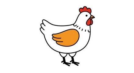 Fototapeta premium Standing Chicken Cartoon Illustration Farm Animal Livestock Drawing
